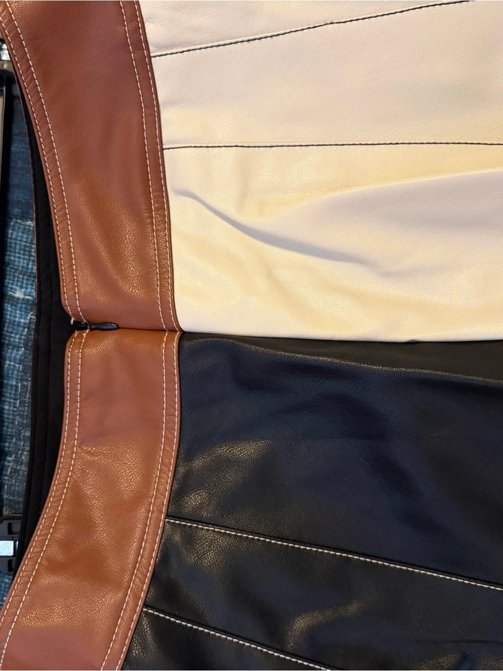 By Anthropologie Faux-Leather Colorblock Pleated Maxi Skirt Size 2 NWT